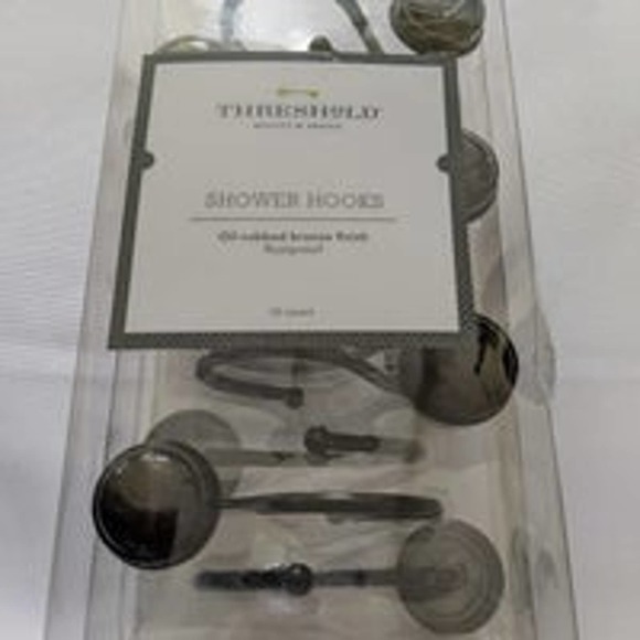 New Threshold Set of 12 Shower Hooks oil rubbed bronze rustproof - Picture 1 of 3